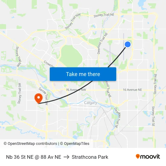 Nb 36 St NE @ 88 Av NE to Strathcona Park map
