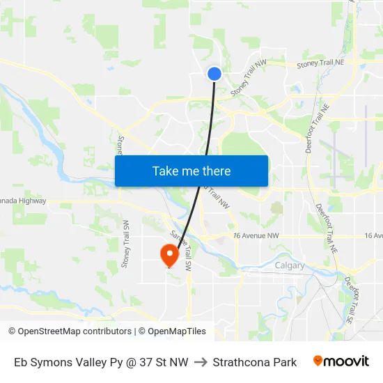 Eb Symons Valley Py @ 37 St NW to Strathcona Park map