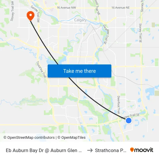 Eb Auburn Bay Dr @ Auburn Glen Dr SE to Strathcona Park map