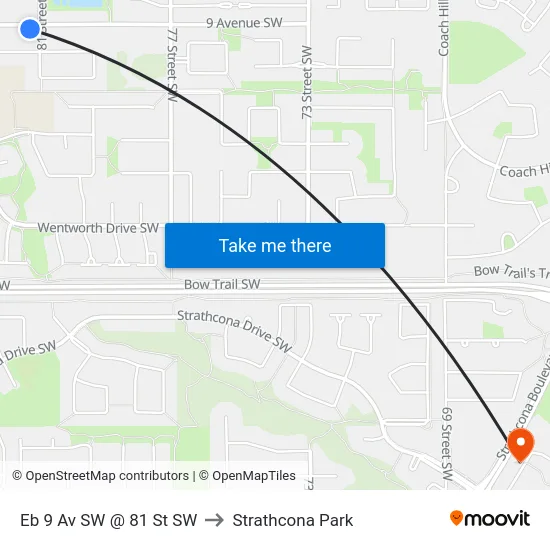 Eb 9 Av SW @ 81 St SW to Strathcona Park map
