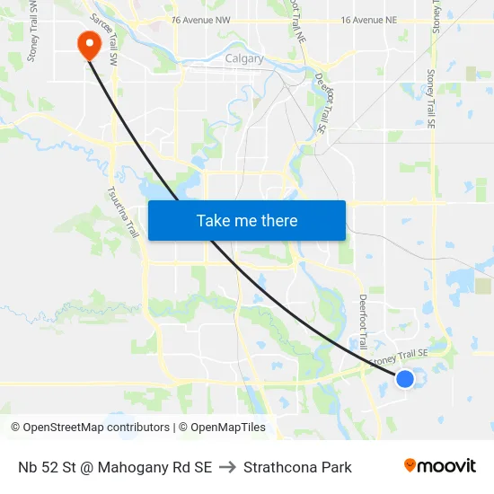 Nb 52 St @ Mahogany Rd SE to Strathcona Park map