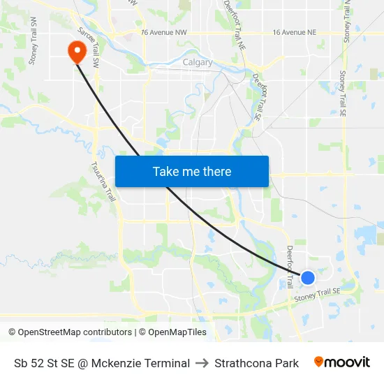Sb 52 St SE @ Mckenzie Terminal to Strathcona Park map