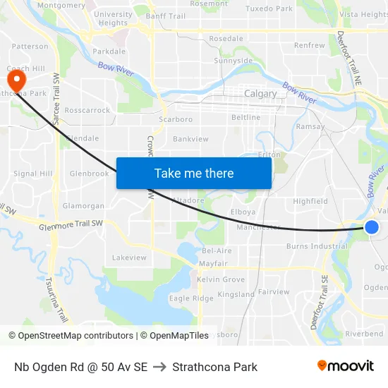Nb Ogden Rd @ 50 Av SE to Strathcona Park map