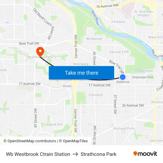 Wb Westbrook Ctrain Station to Strathcona Park map