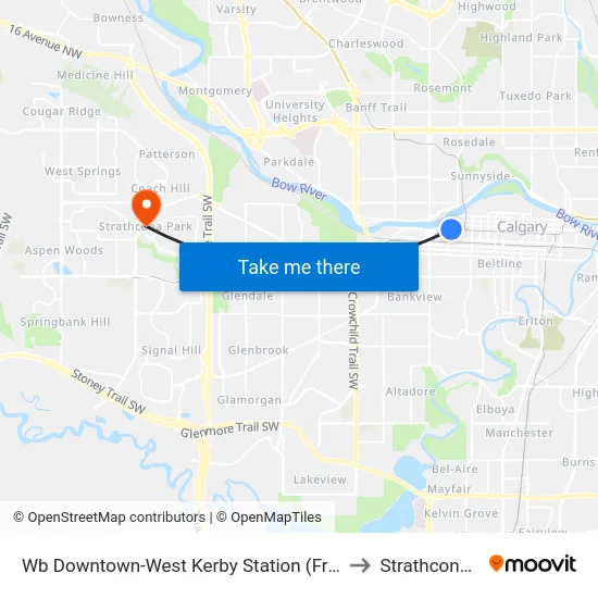 Wb Downtown-West Kerby Station (Free Fare Zone) to Strathcona Park map