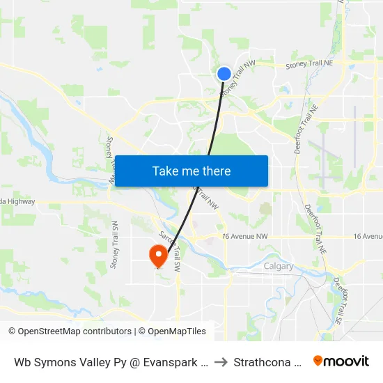 Wb Symons Valley Py @ Evanspark Bv NW to Strathcona Park map