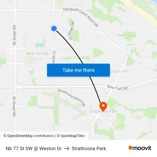 Nb 77 St SW @ Weston Dr to Strathcona Park map