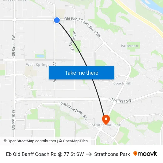 Eb Old Banff Coach Rd @ 77 St SW to Strathcona Park map