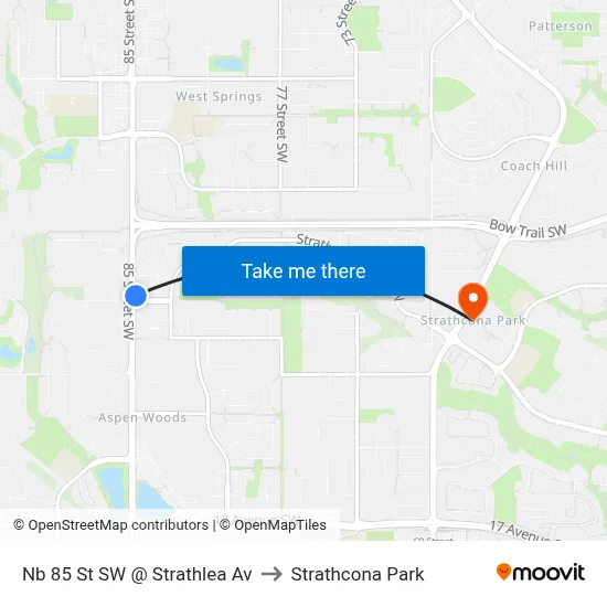 Nb 85 St SW @ Strathlea Av to Strathcona Park map