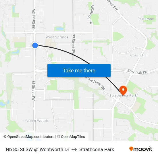Nb 85 St SW @ Wentworth Dr to Strathcona Park map