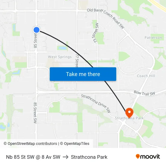 Nb 85 St SW @ 8 Av SW to Strathcona Park map