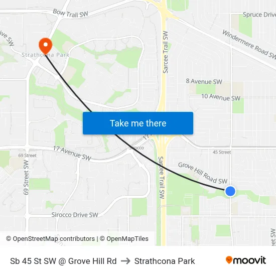 Sb 45 St SW @ Grove Hill Rd to Strathcona Park map