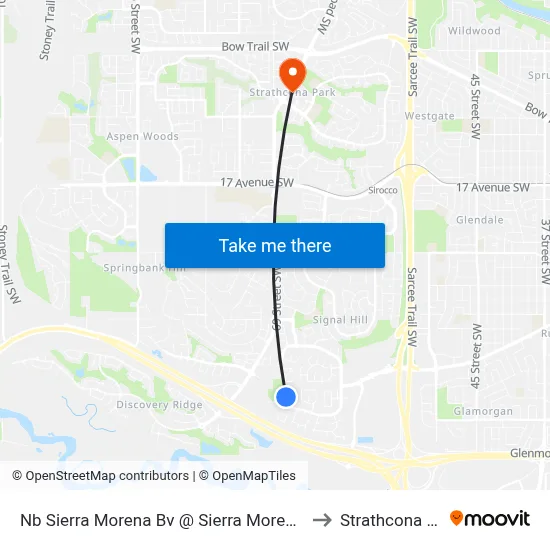 Nb Sierra Morena Bv @ Sierra Morena Pa SW to Strathcona Park map