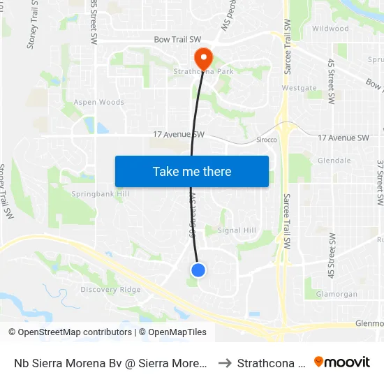 Nb Sierra Morena Bv @ Sierra Morena Gv SW to Strathcona Park map