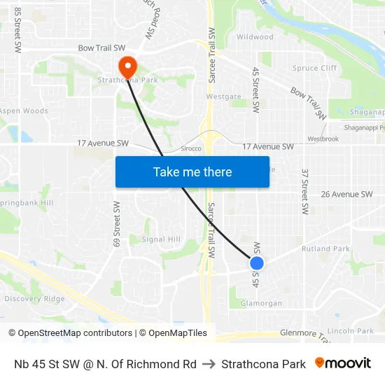 Nb 45 St SW @ N. Of Richmond Rd to Strathcona Park map
