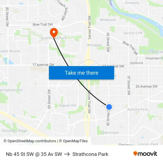 Nb 45 St SW @ 35 Av SW to Strathcona Park map