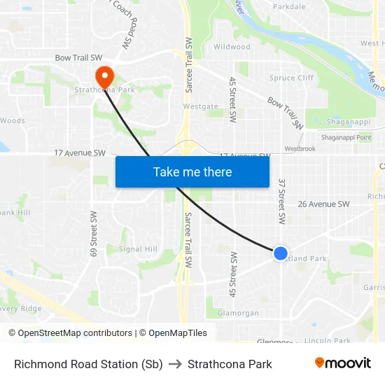 Richmond Road Station (Sb) to Strathcona Park map