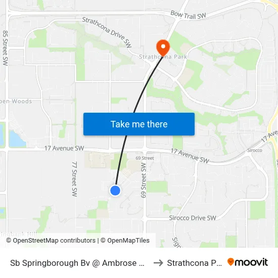 Sb Springborough Bv @ Ambrose Ci SW to Strathcona Park map