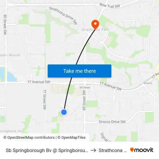 Sb Springborough Bv @ Springborough Gr SW to Strathcona Park map