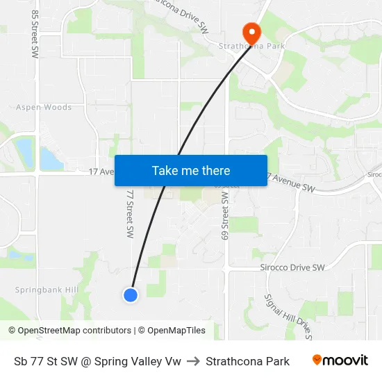 Sb 77 St SW @ Spring Valley Vw to Strathcona Park map