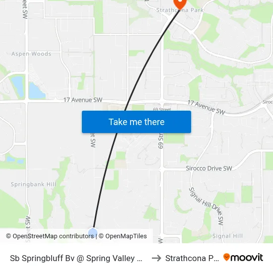 Sb Springbluff Bv @ Spring Valley Wy SW to Strathcona Park map