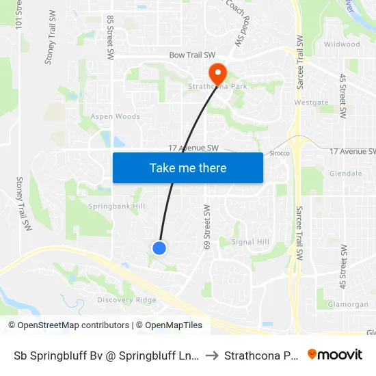 Sb Springbluff Bv @ Springbluff Ln SW to Strathcona Park map