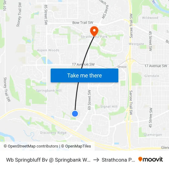 Wb Springbluff Bv @ Springbank Wy SW to Strathcona Park map