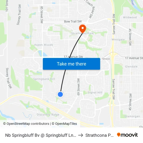 Nb Springbluff Bv @ Springbluff Ln SW to Strathcona Park map