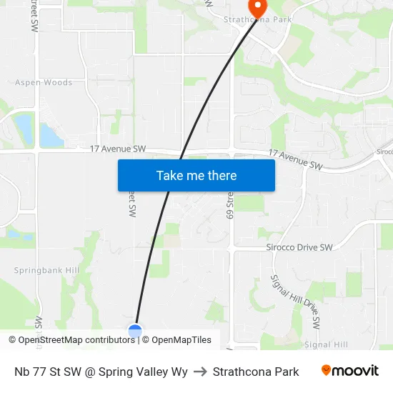 Nb 77 St SW @ Spring Valley Wy to Strathcona Park map