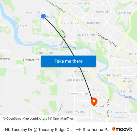 Nb Tuscany Dr @ Tuscany Ridge Cm NW to Strathcona Park map