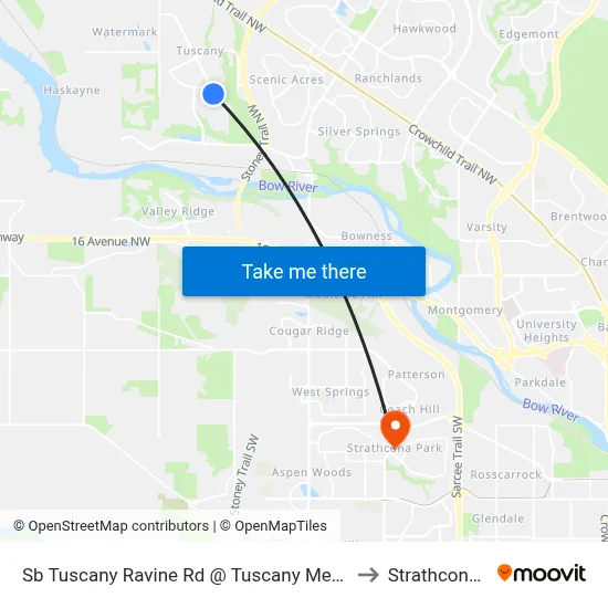 Sb Tuscany Ravine Rd @ Tuscany Meadows Cm NW to Strathcona Park map