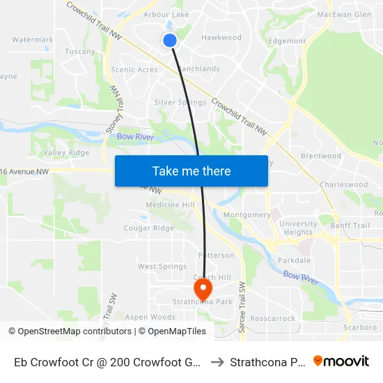 Eb Crowfoot Cr @ 200 Crowfoot Ga NW to Strathcona Park map