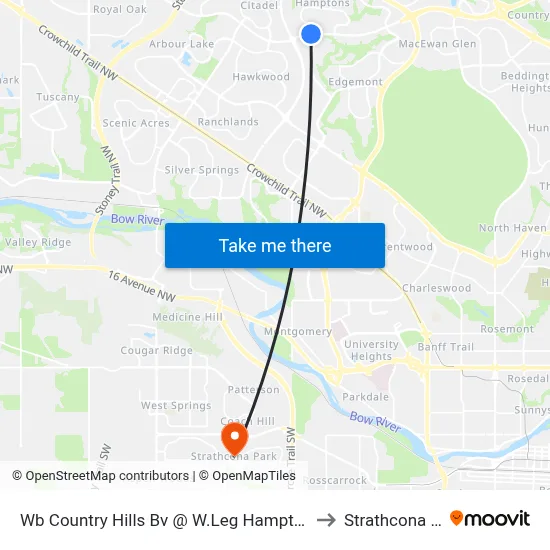 Wb Country Hills Bv @ W.Leg Hamptons Bv NW to Strathcona Park map