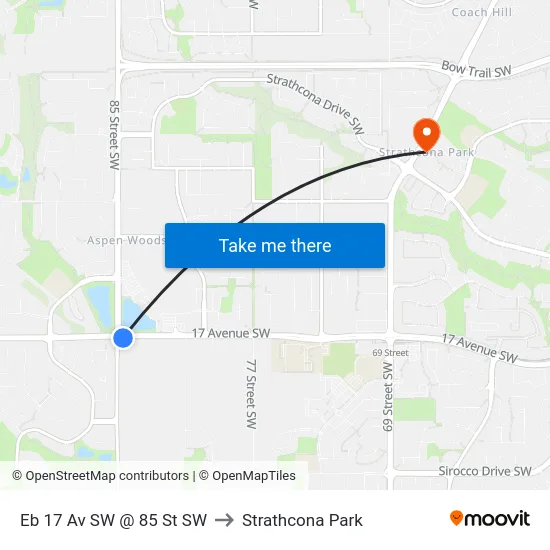 Eb 17 Av SW @ 85 St SW to Strathcona Park map