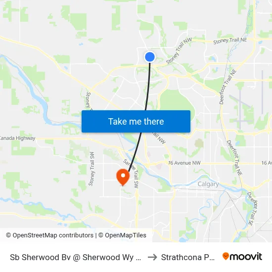 Sb Sherwood Bv @ Sherwood Wy NW to Strathcona Park map