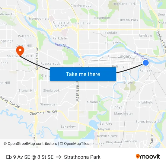 Eb 9 Av SE @ 8 St SE to Strathcona Park map
