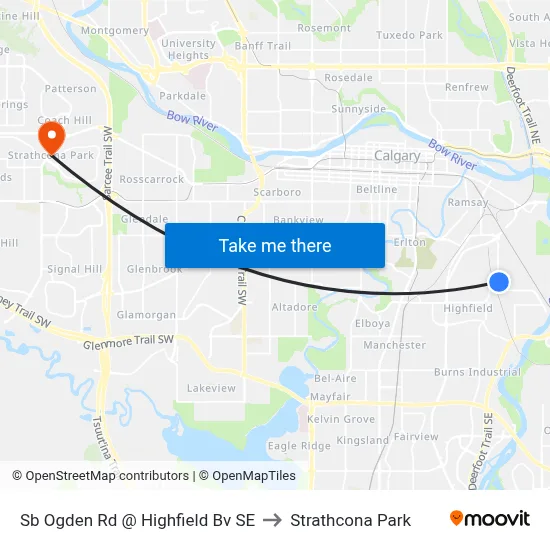 Sb Ogden Rd @ Highfield Bv SE to Strathcona Park map