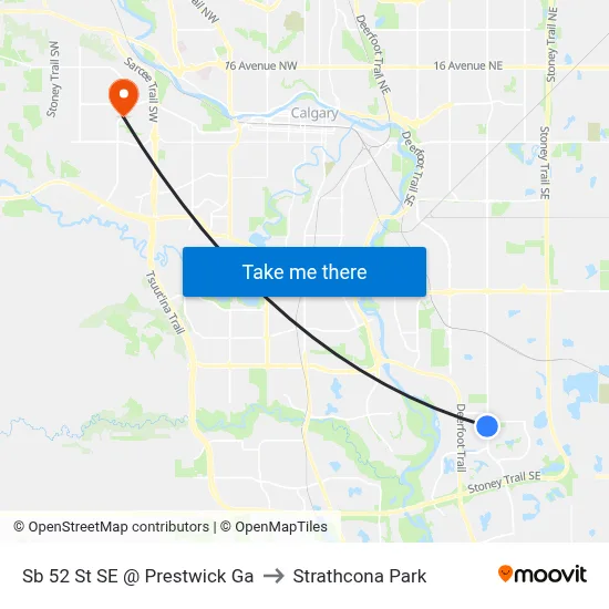 Sb 52 St SE @ Prestwick Ga to Strathcona Park map