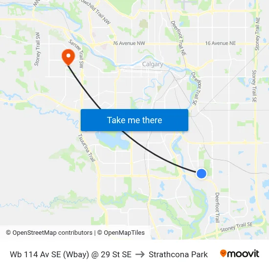 Wb 114 Av SE (Wbay) @ 29 St SE to Strathcona Park map