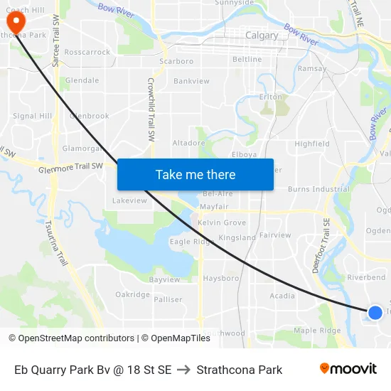 Eb Quarry Park Bv @ 18 St SE to Strathcona Park map