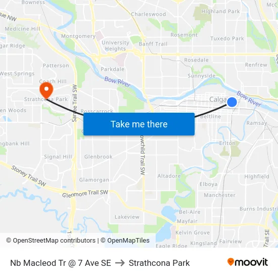 Nb Macleod Tr @ 7 Ave SE to Strathcona Park map