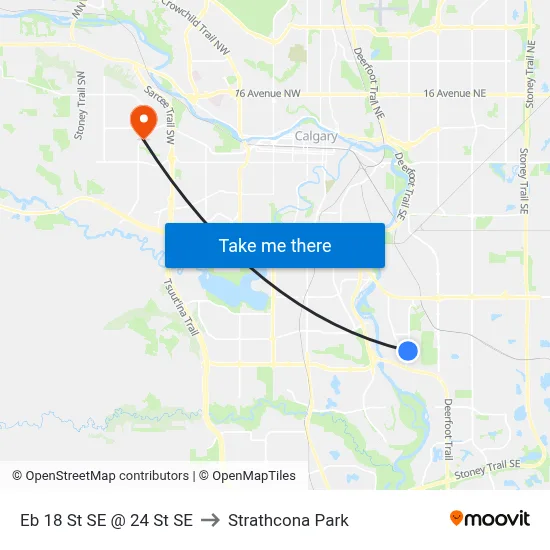 Eb 18 St SE @ 24 St SE to Strathcona Park map