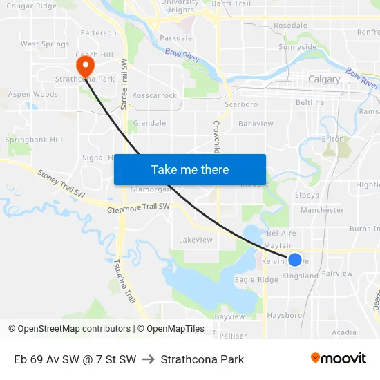 Eb 69 Av SW @ 7 St SW to Strathcona Park map