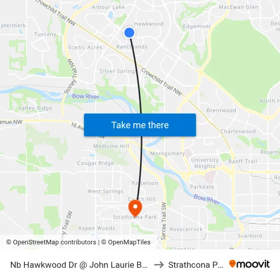 Nb Hawkwood Dr @ John Laurie Bv NW to Strathcona Park map