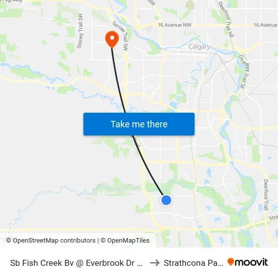 Sb Fish Creek Bv @ Everbrook Dr SW to Strathcona Park map