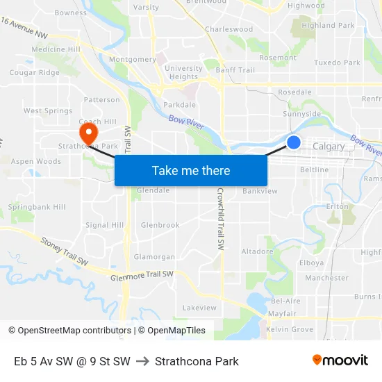 Eb 5 Av SW @ 9 St SW to Strathcona Park map