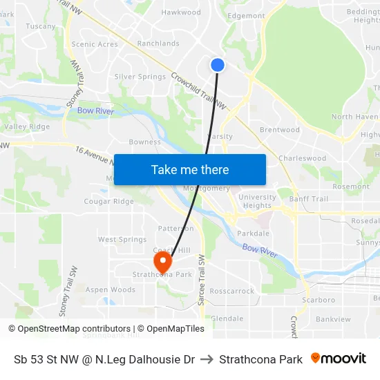 Sb 53 St NW @ N.Leg Dalhousie Dr to Strathcona Park map