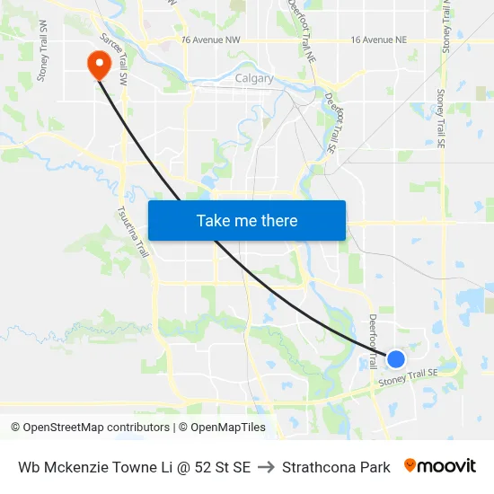 Wb Mckenzie Towne Li @ 52 St SE to Strathcona Park map