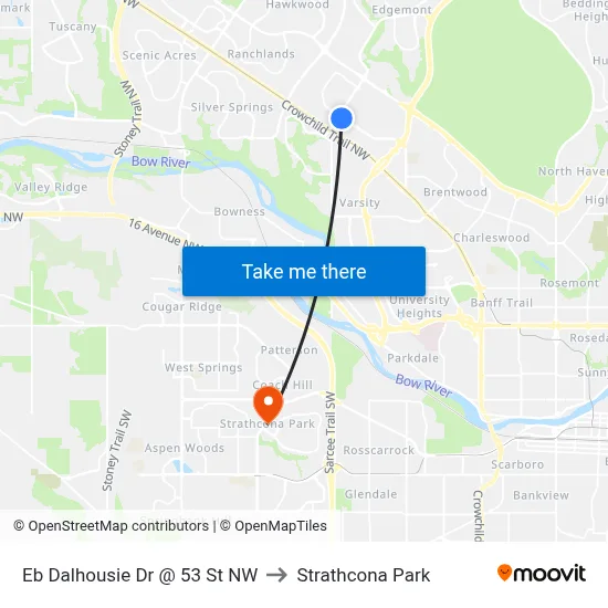 Eb Dalhousie Dr @ 53 St NW to Strathcona Park map