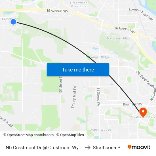Nb Crestmont  Dr @ Crestmont Wy SW to Strathcona Park map